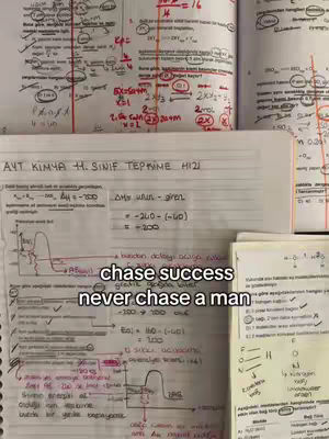 The cover image shows various pages of handwritten notes filled with equations, diagrams, and formulas, likely related to chemistry or physics. A prominent text overlay conveys a motivational message placed with the notes.