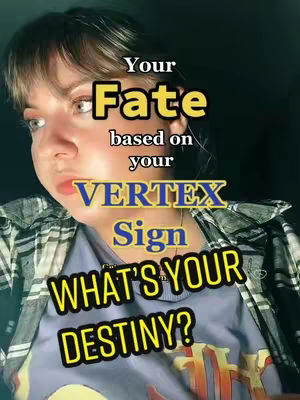 The cover image features a young woman looking slightly upwards with a serious expression. Overlayed text in various styles and colors provides context, with the primary message centered around astrology and destiny. The background is a dark gradient, enhancing readability and focusing attention on the woman and the text elements.