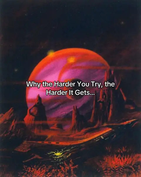 An illustrated space scene with a large, glowing planet dominating the background. The planet is a mix of pink and red hues, with some yellow highlights. In the foreground, there are jagged, reddish-brown rock formations or mountains and a long, flat shape that suggests a structure or vehicle, possibly a spacecraft. The overall composition is dark, with a sense of deep space.