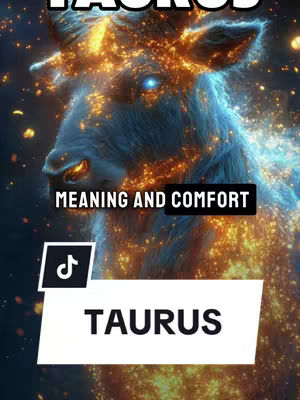 The cover image features a digitally rendered illustration of a bull, symbolizing the Taurus zodiac sign. The bull is depicted with a celestial, glowing effect, radiating bright yellows and oranges, giving it a divine appearance. Below the bull, a stylized white rectangle with the name "TAURUS" in bold text is displayed, and the TikTok logo is above the white rectangle.