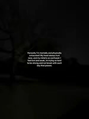 A dark, moody image. The background is out of focus, appearing as a gradient of blacks and grays. In the center, white text overlays the background, presenting a personal statement.