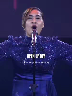 The cover photo shows a woman singing into a microphone, her mouth open. Overlayed white text that says "OPEN UP MY" with a soundwave below it.