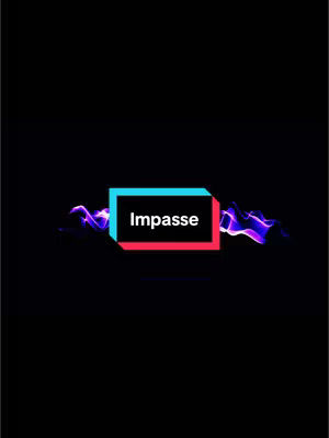 The cover image is a vertical graphic with a black background. In the center, there's a rectangular shape divided into two sections: the top is a light blue, and the bottom is red. Within this rectangle, the word "Impasse" is written in white, centered text. Surrounding the rectangle, there are stylized, wavy or flame-like design elements in purple and blue.