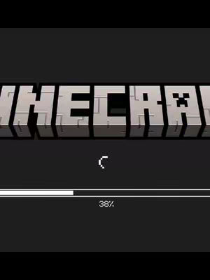 The image displays the Minecraft logo with a loading bar at 38% on a dark gray background.