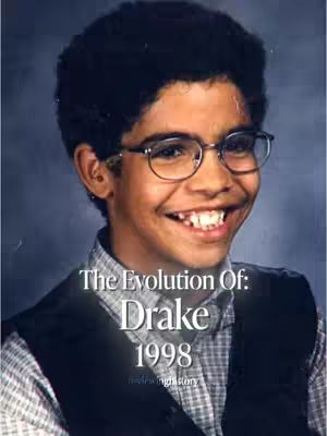 The cover image features a young Drake, wearing glasses and smiling. Overlayed text identifies him and the year, set against a blurred background.