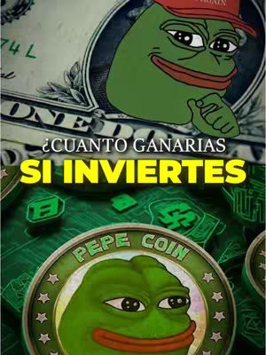 The image is a promotional graphic for cryptocurrency, featuring the Pepe the Frog meme, dollar bills, and coins. The image is divided into two main sections, the top half displaying a dollar bill with the meme wearing a "Make America Great Again" hat. Below is the bottom section, featuring a coin with the Pepe the Frog meme, with a green and black color scheme.