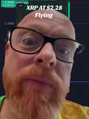 The cover features a close-up shot of a man with glasses and a beard, likely the creator. Text overlays indicate information about XRP cryptocurrency. A background shows a trading chart. The layout is straightforward, with the man's face as the primary focus and clear text overlays.