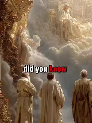The image depicts a scene of religious significance. Two figures, possibly angels, are shown standing on clouds with a divine figure seated in the clouds. The scene evokes a sense of awe and reverence, with soft lighting and a heavenly atmosphere. Beneath the figures, at the bottom of the image, are three men facing toward the divine figure. A text overlay says "did you know" in a dynamic design, with a red outline, at the bottom.