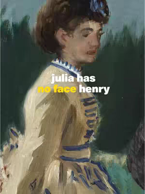 The cover image is a detail from a painting. It shows a person in the style of Impressionism, with broad brush strokes and muted colors. The foreground features a person with a dress and a hat, the face is not clearly defined. The background is blurry, suggesting a natural outdoor setting.