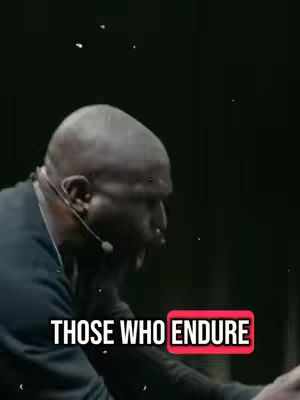 The cover image features a man speaking with a microphone. Overlay text in the foreground says "THOSE WHO ENDURE" in a white font inside a red rectangle. The setting appears to be dimly lit.