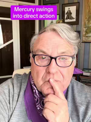 A close-up shot of an elderly man with glasses, gazing towards the camera with a thoughtful expression. A purple banner with white text is superimposed at the top.