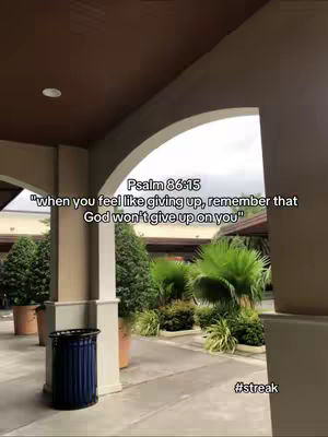The cover image shows an outdoor scene with a building and lush greenery. Text overlays with a Bible verse. The lighting is bright, suggesting daytime.