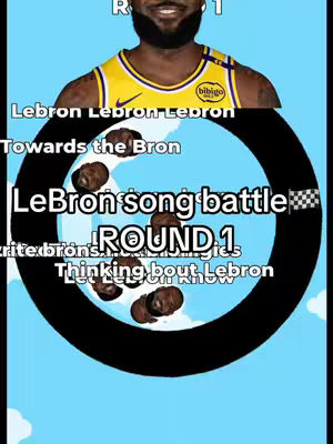 The cover image features a split composition: LeBron James at the top, cropped to his upper body, and a circular graphic below. The background is a gradient of light blue. The circle has text elements related to LeBron James and a song battle, arranged around a central design, with text such as "LeBron song battle" and "ROUND 1."