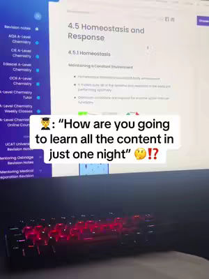 The cover image shows a computer screen displaying a webpage about homeostasis. A text overlay with a cartoon graduate hat and a speech bubble is in the center of the screen. Below the screen, a keyboard with glowing red lights is visible.