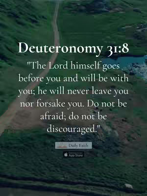 The cover image shows a mountainous landscape with a road in the middle leading toward the top. Overlaid on the image is text, including a Bible verse from Deuteronomy 31:8.