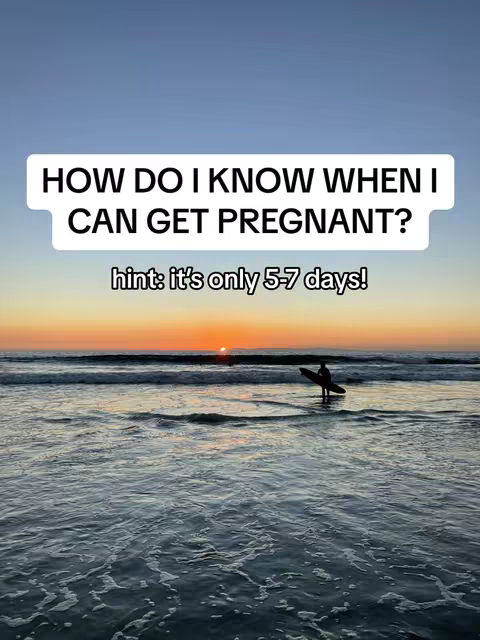 The cover image captures a serene beach scene at sunset. The foreground features calm water reflecting the warm hues of the setting sun and the sky. A silhouette of a person with a surfboard is visible, standing in the water. Above the water, text overlays appear in a white box, posing a pregnancy-related question and providing a brief answer. The overall composition is visually appealing, utilizing natural lighting and a balanced layout to draw the viewer's attention.