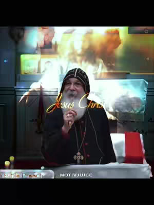 The image features a man in religious attire, likely a clergyman, holding a microphone. The image has an overlay of an angel and text that says, Jesus Christ.