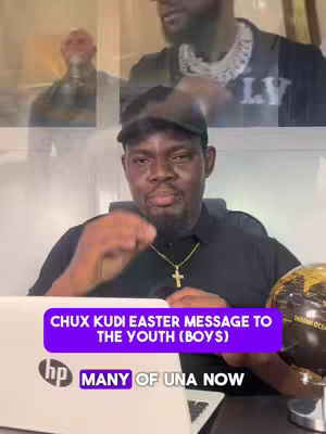 The cover image features a man in a black shirt and a black cap. He faces the camera with a serious expression, his hand raised in a gesture. Overlaid on the image are other video clips, one with a man wearing a blinged-out chain. Text overlays are placed at the bottom of the image. In the background is the reflection of a man. A globe is positioned to the right of the laptop in focus.