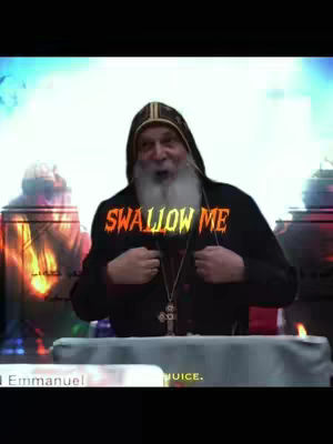 The image features an older man, likely a religious figure, with an open mouth, appearing surprised. The text overlay has an edgy tone.
