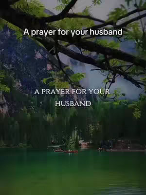 The cover image showcases a serene natural landscape emphasizing a prayer theme. The scene features a vibrant green lake, lush trees, and distant mountains. Overlaid on this are text and tree branches. The top of the image displays text in a flowing script, while the bottom includes the same text in a formal, centered arrangement, indicating a focus on serenity and spiritual reflection.