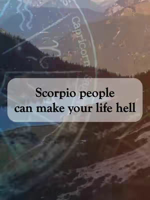 The cover image features a mountain landscape with a cloudy sky, overlaid with a zodiac wheel and a text box containing the video's hook. The color scheme includes blues and greens. The text overlay is centered.