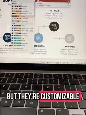 The cover image shows a laptop with the screen displaying part of a PowerPoint presentation. On the keyboard is a superimposed text overlay, the image includes a section of a colorful menu, and a diagram.
