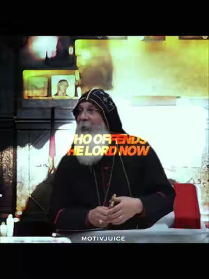The image features a man in religious attire with a white beard, set against a background with religious imagery and overlaid text. The man, likely a religious figure, is the central focus, dressed in a black robe with a dark hood, accessorized with a cross. The overlay text is in a stylized font, rendered in shades of red and orange, against a backdrop of muted tones and soft lighting. The image gives a strong sense of reverence and invites viewers to the religious topic of the video.