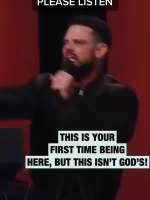 The cover image shows a man speaking into a microphone. Text overlays the image in a block. The background is a solid red color.