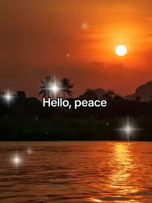 A scenic sunset over water with text overlay. The sky is ablaze with orange and yellow hues, and the sun is a bright circle. Silhouetted palm trees and faint mountains complete the landscape. The water reflects the light with twinkling points of light.