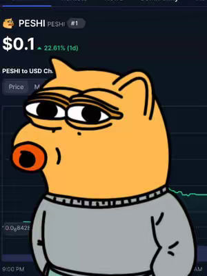 The image features a cartoon character, the Pepe meme, with an orange head and a gray sweater, looking off to the side with a melancholy expression. The background displays a cryptocurrency price chart, and some data metrics.