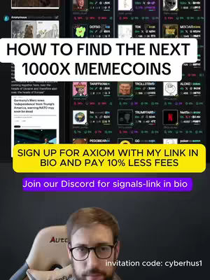 The cover image displays a screenshot of a screen displaying several elements, with the creator in the foreground. A white rectangular box with the text 'HOW TO FIND THE NEXT 1000X MEMECOINS' is positioned at the top. Beneath this, there are various screen elements. In the bottom part, the creator is visible, with eyeglasses and a plain background.