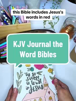 The cover image showcases a person's hands holding an open Bible. The Bible, with a white cover, features a floral design and handwritten text. The text is contained within a speech bubble on the cover of a Bible, with text also atop. The background displays a wooden desk with pens and other items.