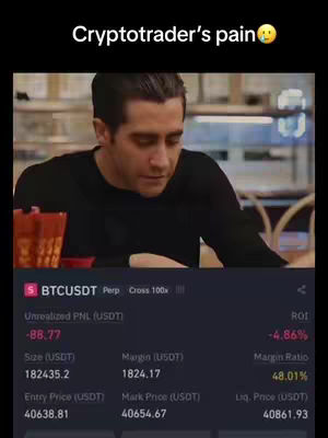 The image presents a man looking down with a concerned expression, overlaid with text and financial data. The man is in an indoor setting, possibly a restaurant, shown from the chest up. Below, there is a panel displaying a trading chart with figures. The color palette is limited with muted tones including black and shades of gray, giving off a serious tone.