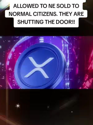 The cover image features a stylized representation of a Ripple (XRP) coin, central against a background of what appears to be a futuristic cityscape with animated neon effects in shades of purple, pink, and blue. Above the coin, layered on top, is a white rectangular bar containing text. The image has high contrast and a dynamic, somewhat serious aesthetic