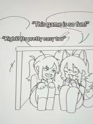 A cartoon image featuring two anime-style girls hiding under a table. Text bubbles above them contain dialogue, indicating a conversation. The scene is drawn in black and white.