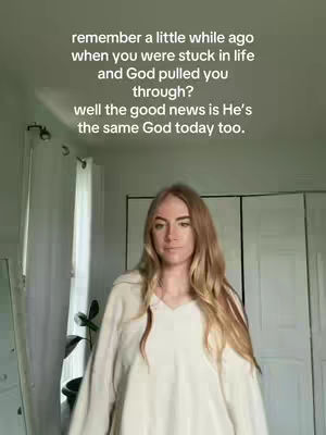 A woman with long blonde hair stands in front of a plain background, looking at the camera. Text overlays the image.