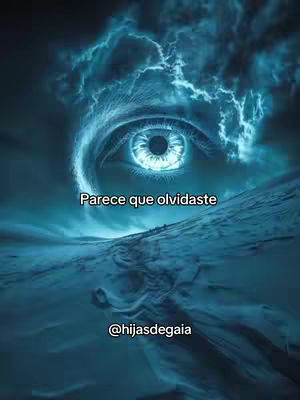 The image features a large, luminous blue eye in the center, set against a dark, swirling background reminiscent of a nebula or stormy sky. Above the eye, text is overlaid. Below the eye, there appears to be a water like substance.