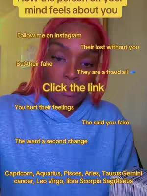 A selfie-style video cover. A woman with pink hair takes up much of the scene, framed from the chest up against a soft background. The image is overlaid with text in a yellow/gold font, offering insights on feelings.