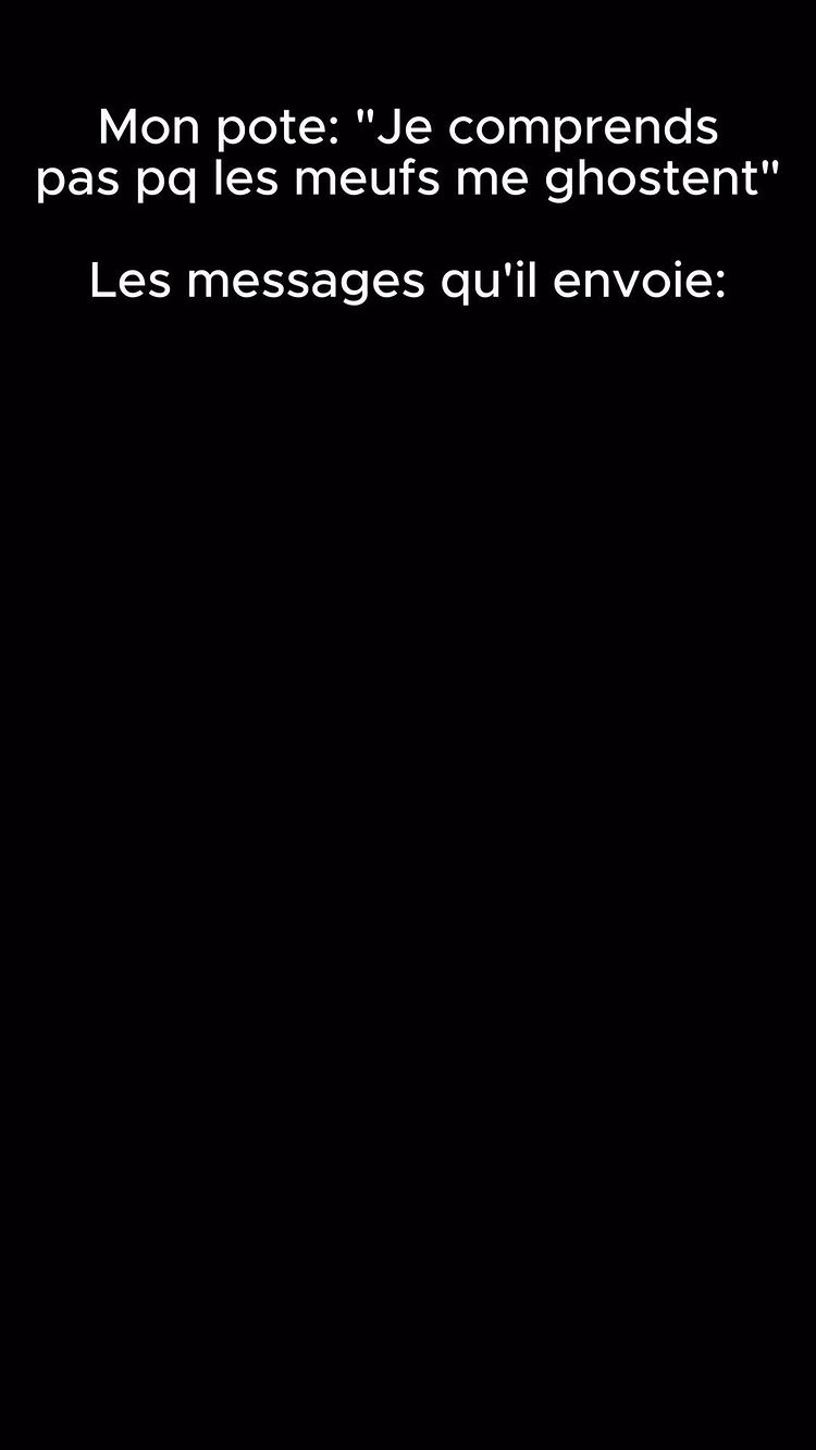 The cover image is a simple text-based layout on a black background. The text is white. It's a direct quote from someone who can't understand why they're being ghosted, with the implication of showing potential texts. The layout is clean and focused on the text content, creating a sense of directness.