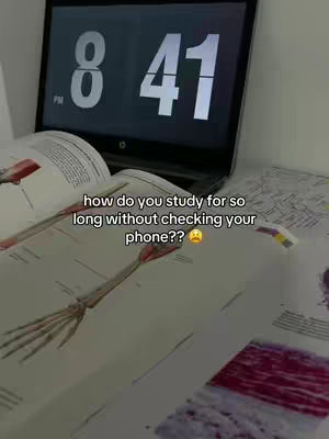The image shows a laptop displaying the time 8:41 PM, open on a desk next to an open textbook. The textbook displays an anatomical illustration. The laptop is slightly angled, and the overall setup suggests study materials.