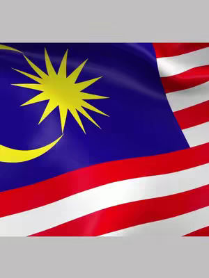 The cover image displays the flag of Malaysia. The flag is divided into red and white stripes along the top and bottom, with a blue rectangle in the upper-left corner. In the blue rectangle, there is a yellow crescent moon and a yellow star with 14 points.