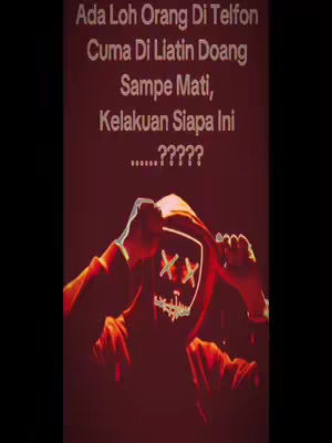 The image has a dark red background. In the center is a person wearing a black hoodie with the hood up, partially obscuring the face. The face area is covered by a white mask with two 'X' marks where the eyes would be. The text overlayed on the image appears in white font against the dark red backdrop.