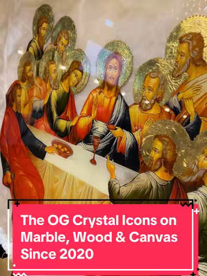 The cover image presents a colorful depiction of the Last Supper artwork. Jesus is at the center, surrounded by the twelve disciples. They are seated around a white table with food and drink. A red bar at the bottom of the image contains text. The overall composition is detailed and artistic.