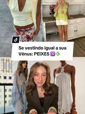 The image is a vertical collage featuring two rows of images. The top row shows two women in different outfits, the first appearing on the left, and the second on the right. The bottom row contains the creator in a selfie, in which she's wearing a jacket and has her hair down. On the right side, it also shows another two images with different outfits. The background is mostly blurred, with some buildings and a logo in the corners.