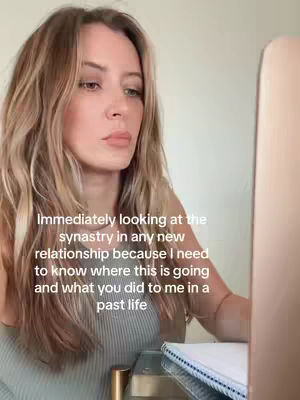 A woman with long blonde hair sits in front of a laptop, her face focused. Text is overlaid on the image.