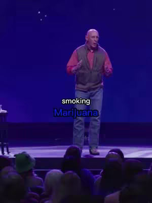 The cover image shows a man on stage in front of a blue background. Text overlays read 'smoking Marijuana'. The man is gesturing with his hands. The audience is visible in the foreground.
