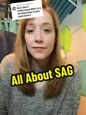 A woman with light skin and light brown hair, framed from the chest up, against a cluttered yet colorful backdrop. The woman's hair is parted to the side. She wears a grey sweater. Overlayed on the image is white text in a speech bubble and a yellow and black banner with text.