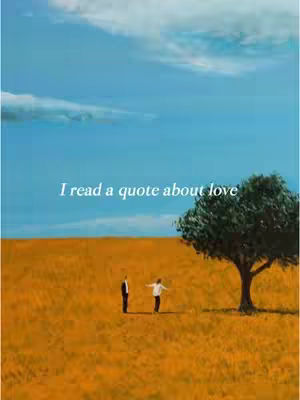 A serene landscape with a blue sky and a golden field. Two figures stand in the field, facing each other. A tree is on the right and text overlaid on the sky.