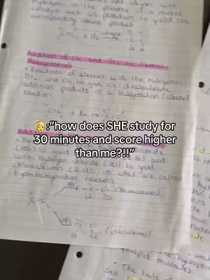 The cover image is a close-up shot of a notebook with handwritten notes and diagrams. The paper has a slightly aged appearance, and the handwriting is in blue ink. A text overlay is positioned in the lower center, highlighting a question about study habits.