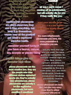 The cover image features a young woman in a close-up shot. The background is a black and white zebra-stripe pattern. Text overlays are present on the left and right sides of the image, providing information about astrology placements.